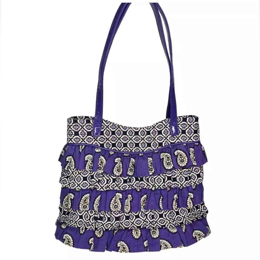 Vera Bradley Simply Violet Cha Cha Ruffle Purple Paisley Shoulder Bag